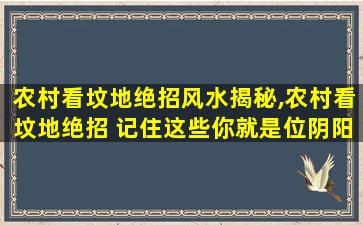 农村看坟地绝招风水揭秘,农村看坟地绝招 记住这些你就是位阴阳先生